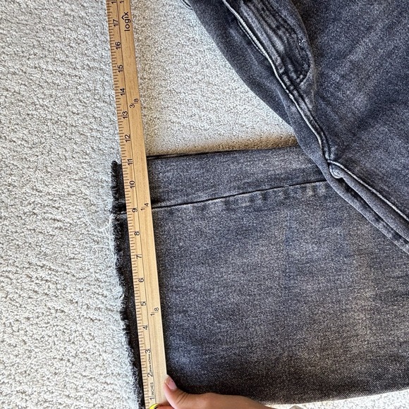 Pacsun Puddle‎ Wide Leg High Rise Jeans Black Washed Raw Hem Size 23 - Picture 10 of 11